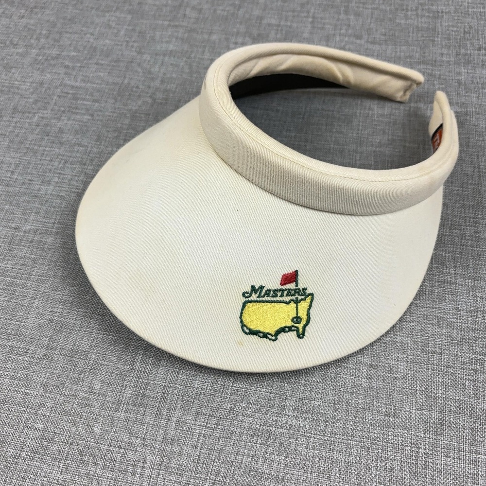 Vintage Masters Hat Visor Mens One Size White Golf Embroidered Logo Wide Brim
